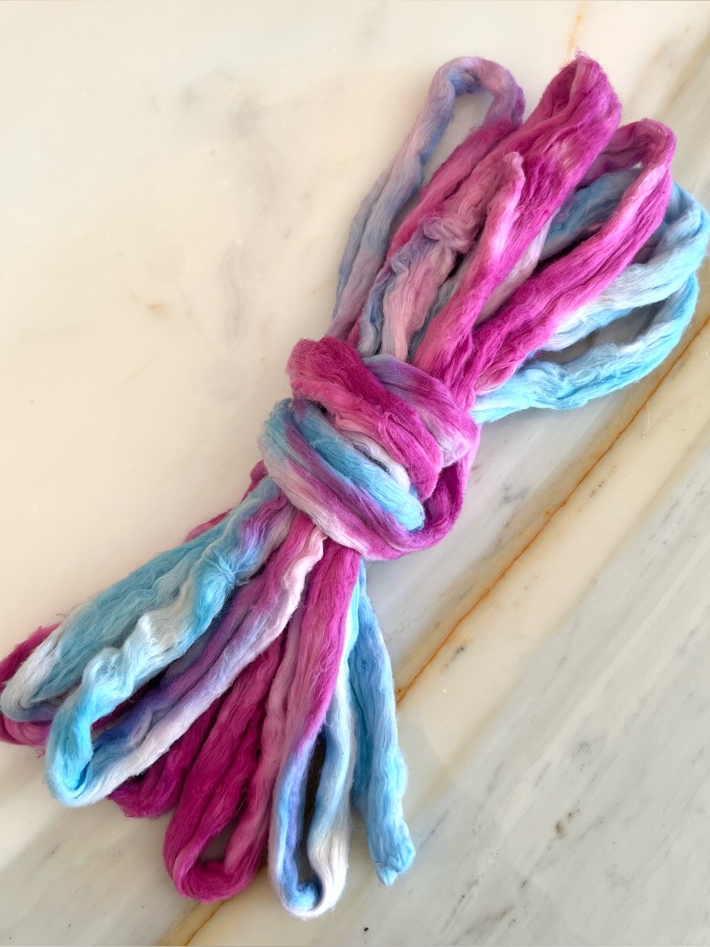 Hand Dyed Cotton Sliver Roving in Wildberry
